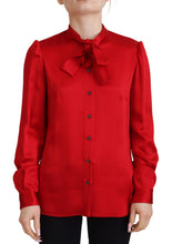 Load image into Gallery viewer, Dolce &amp; Gabbana Elegant Red Ascot Collar Blouse
