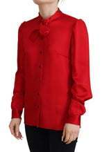 Load image into Gallery viewer, Dolce &amp; Gabbana Elegant Red Ascot Collar Blouse
