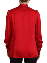 Load image into Gallery viewer, Dolce &amp; Gabbana Elegant Red Ascot Collar Blouse
