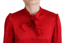 Load image into Gallery viewer, Dolce &amp; Gabbana Elegant Red Ascot Collar Blouse
