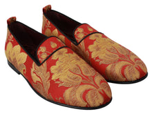 Load image into Gallery viewer, Dolce &amp; Gabbana Rose Gold Brocade Loafers Slide Flats
