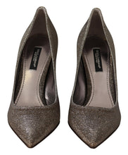 Load image into Gallery viewer, Dolce &amp; Gabbana Gold Silver Fabric Heels Pumps Shoes
