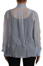 Load image into Gallery viewer, Dolce &amp; Gabbana Elegant Silk Ascot Collar Blouse in Light Blue
