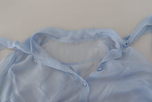 Load image into Gallery viewer, Dolce &amp; Gabbana Elegant Silk Ascot Collar Blouse in Light Blue
