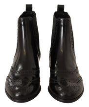 Load image into Gallery viewer, Dolce &amp; Gabbana Elegant Black Ankle Wingtip Oxford Boots
