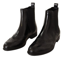 Load image into Gallery viewer, Dolce &amp; Gabbana Elegant Black Ankle Wingtip Oxford Boots
