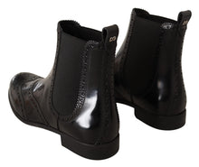 Load image into Gallery viewer, Dolce &amp; Gabbana Elegant Black Ankle Wingtip Oxford Boots
