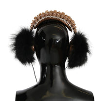 Load image into Gallery viewer, Dolce &amp; Gabbana Gold Black Crystal Embellished Headphones
