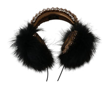 Load image into Gallery viewer, Dolce &amp; Gabbana Gold Black Crystal Embellished Headphones
