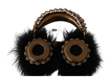 Load image into Gallery viewer, Dolce &amp; Gabbana Gold Black Crystal Embellished Headphones
