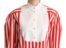 Load image into Gallery viewer, Dolce &amp; Gabbana Elegant Red and White Stripe Cotton Polo Top
