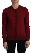 Load image into Gallery viewer, Dolce &amp; Gabbana Elegant Maroon Silk Button Front Sweater
