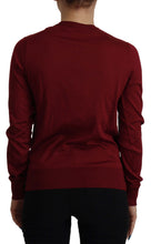 Load image into Gallery viewer, Dolce &amp; Gabbana Elegant Maroon Silk Button Front Sweater
