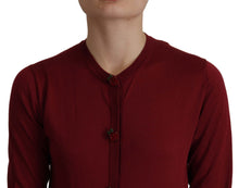 Load image into Gallery viewer, Dolce &amp; Gabbana Elegant Maroon Silk Button Front Sweater
