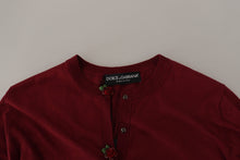 Load image into Gallery viewer, Dolce &amp; Gabbana Elegant Maroon Silk Button Front Sweater
