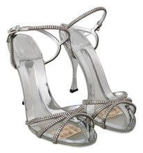 Load image into Gallery viewer, Dolce &amp; Gabbana Silver Leather Ankle Strap Sandals with Crystals
