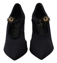 Load image into Gallery viewer, Dolce &amp; Gabbana Black Socks Stretch Crystal Pumps Shoes
