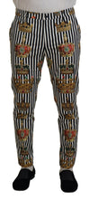 Load image into Gallery viewer, Dolce &amp; Gabbana Elegant Gold Crown Stripe Chino Pants
