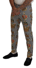 Load image into Gallery viewer, Dolce &amp; Gabbana Elegant Gold Crown Stripe Chino Pants
