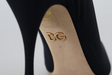 Load image into Gallery viewer, Dolce &amp; Gabbana Black Socks Stretch Crystal Pumps Shoes
