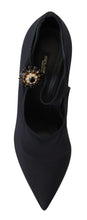 Load image into Gallery viewer, Dolce &amp; Gabbana Black Socks Stretch Crystal Pumps Shoes
