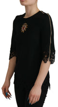 Load image into Gallery viewer, Dolce &amp; Gabbana Elegant Beaded Logo Zip Sleeve Blouse
