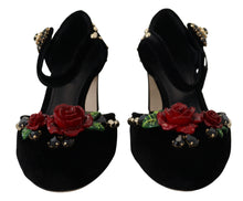 Load image into Gallery viewer, Dolce &amp; Gabbana Black Pearl Crystal Vally Heels Sandals Shoes
