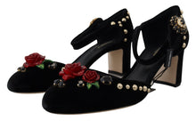 Load image into Gallery viewer, Dolce &amp; Gabbana Black Pearl Crystal Vally Heels Sandals Shoes
