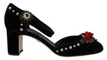 Load image into Gallery viewer, Dolce &amp; Gabbana Black Pearl Crystal Vally Heels Sandals Shoes
