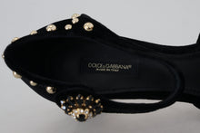 Load image into Gallery viewer, Dolce &amp; Gabbana Black Pearl Crystal Vally Heels Sandals Shoes
