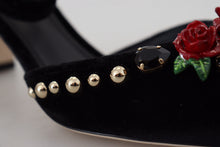 Load image into Gallery viewer, Dolce &amp; Gabbana Black Pearl Crystal Vally Heels Sandals Shoes
