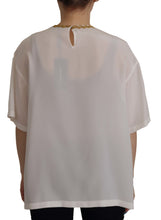 Load image into Gallery viewer, Dolce &amp; Gabbana Elegant Silk Blouse with Gold Crown Embroidery
