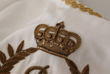 Load image into Gallery viewer, Dolce &amp; Gabbana Elegant Silk Blouse with Gold Crown Embroidery
