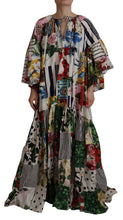 Load image into Gallery viewer, Dolce &amp; Gabbana Multicolor Maxi Kaftan Patchwork Poplin Floral Dress
