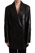 Load image into Gallery viewer, Dolce &amp; Gabbana Elegant Black Leather Double-Breasted Jacket
