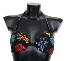 Load image into Gallery viewer, Dolce &amp; Gabbana Chic Black Coral Print Bikini Top
