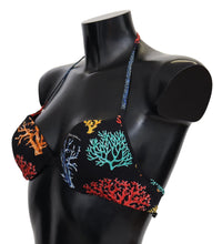 Load image into Gallery viewer, Dolce &amp; Gabbana Chic Black Coral Print Bikini Top
