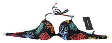 Load image into Gallery viewer, Dolce &amp; Gabbana Chic Black Coral Print Bikini Top
