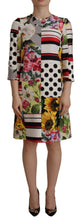 Load image into Gallery viewer, Dolce &amp; Gabbana Multicolor Patchwork Charmeuse Sheath Dress
