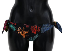 Load image into Gallery viewer, Dolce &amp; Gabbana Chic Black Side-Tie Coral Print Bikini Bottom
