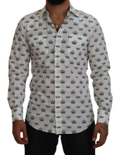 Load image into Gallery viewer, Dolce &amp; Gabbana White Crown Print Slim Fit Cotton Shirt
