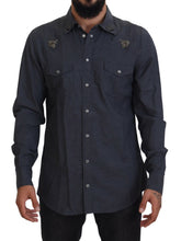 Load image into Gallery viewer, Dolce &amp; Gabbana Elegant Slim-Fit Blue Denim Casual Shirt
