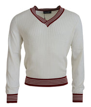 Load image into Gallery viewer, Dolce &amp; Gabbana White Red Knitted V-neck Pullover Sweater
