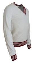 Load image into Gallery viewer, Dolce &amp; Gabbana White Red Knitted V-neck Pullover Sweater
