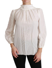 Load image into Gallery viewer, Dolce &amp; Gabbana Elegant White Silk Turtle Neck Blouse
