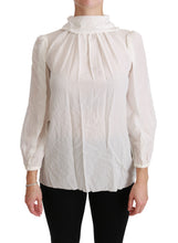 Load image into Gallery viewer, Dolce &amp; Gabbana Elegant White Silk Turtle Neck Blouse
