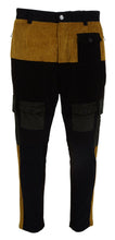 Load image into Gallery viewer, Dolce &amp; Gabbana Elegant Black Tapered Trousers with Yellow Accent
