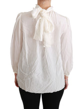 Load image into Gallery viewer, Dolce &amp; Gabbana Elegant White Silk Turtle Neck Blouse
