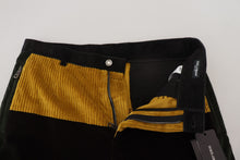 Load image into Gallery viewer, Dolce &amp; Gabbana Elegant Black Tapered Trousers with Yellow Accent
