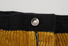 Load image into Gallery viewer, Dolce &amp; Gabbana Elegant Black Tapered Trousers with Yellow Accent
